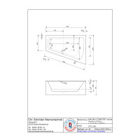 Raumsparwanne Malibu Comfort, 170 x 125 x 60 cm, weiß  Ausführung rechts mit fugenloser Schürze
