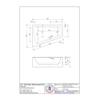Raumsparwanne Malibu Comfort, 180 x 135 x 60 cm, weiß  Ausführung links mit fugenloser Schürze