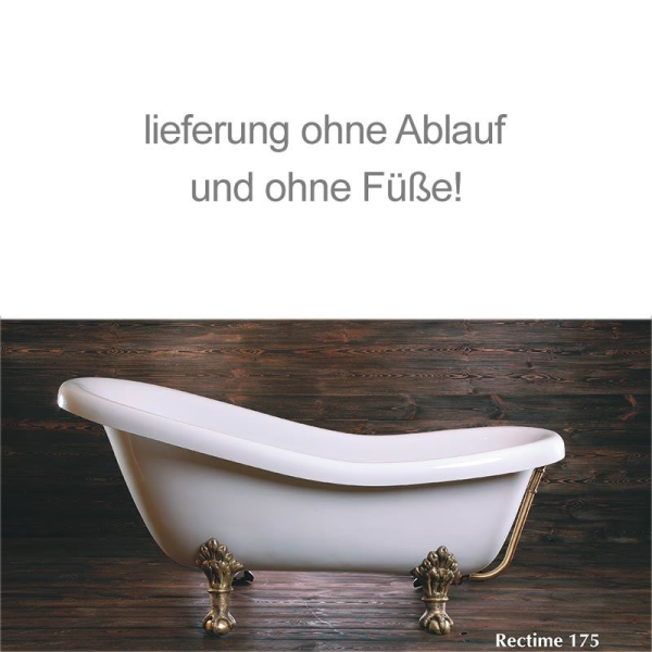 Retro Style Badewanne Rectime, 173 x 80 x 43 cm, weiß