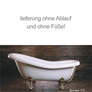 Retro Style Badewanne Rectime, 173 x 80 x 43 cm, weiß
