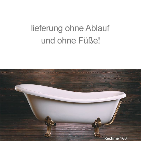 Retro Style Badewanne Rectime, 160 x 73 x 42,5 cm, weiß