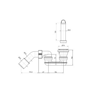 Ablaufgarnitur DN 52 mm mit Standrohrventil