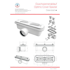 Duschwannenablauf Optimo Cover Spezial, waagerecht, passend für Slatestone Cover