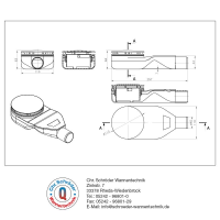 Duschwannenablauf Geostone Spezial waagerecht, Aufbauhöhe 45 mm