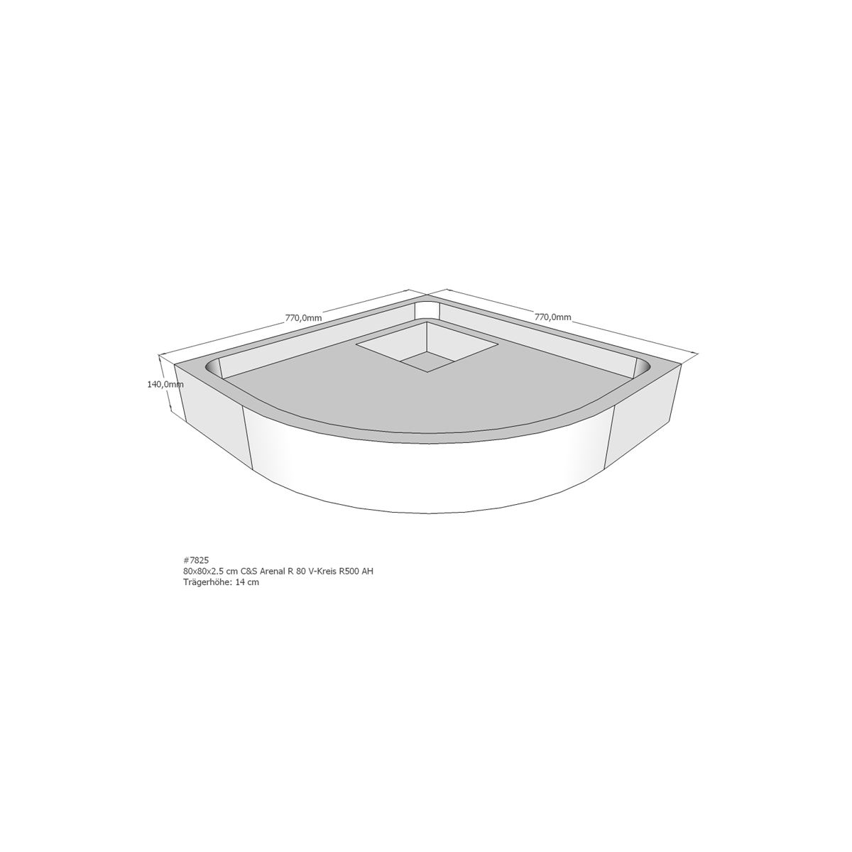 Duschwannentr&auml;ger f&uuml;r Arenal R, 80 x 80...