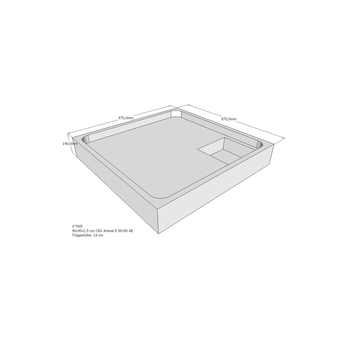 Duschwannenträger für Arenal E , 90 x 90 cm