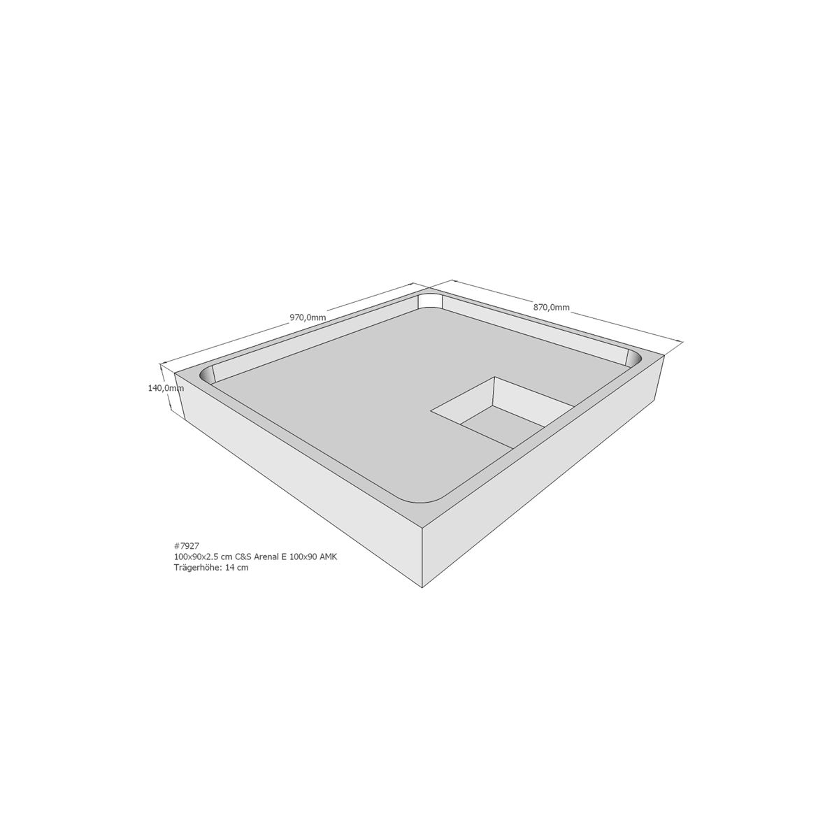 Duschwannenträger für Arenal E, 100 x 90 cm