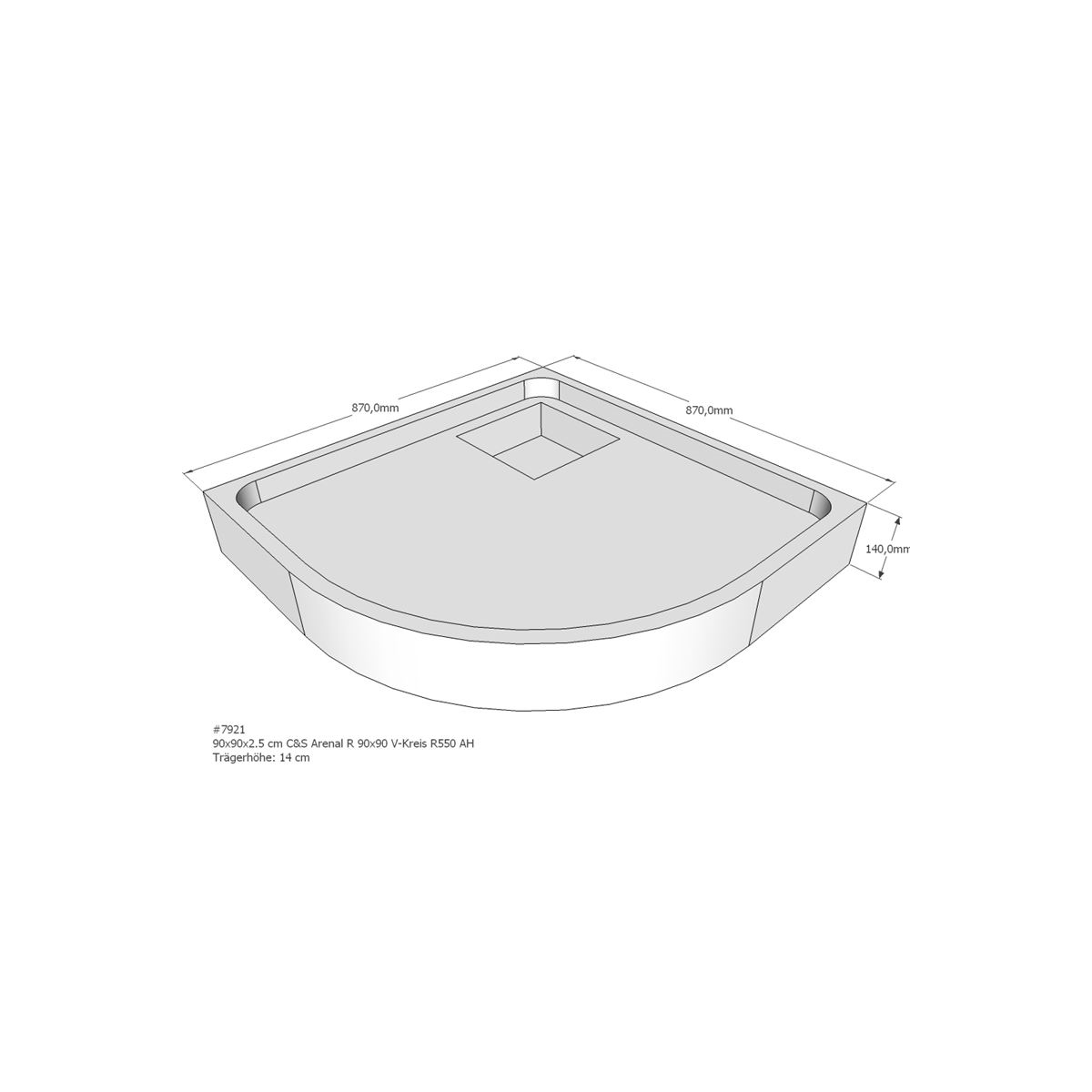 Duschwannenträger für Arenal R, 90 x 90 cm