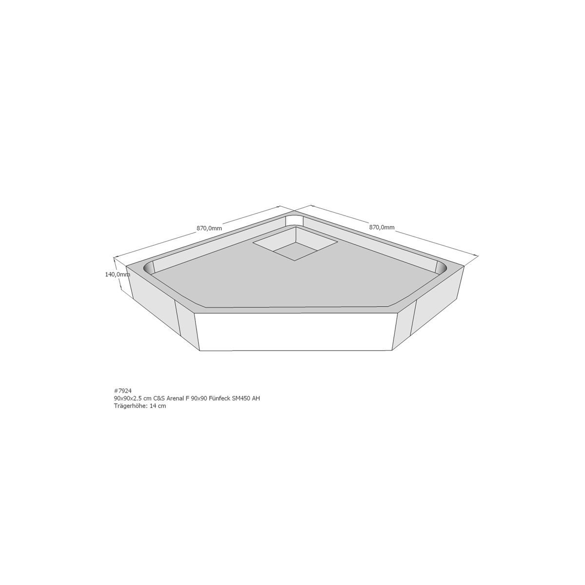Duschwannenträger für Arenal F, 90 x 90 cm