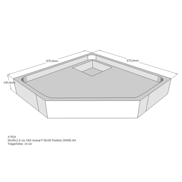 Duschwannenträger für Arenal F, 90 x 90 cm