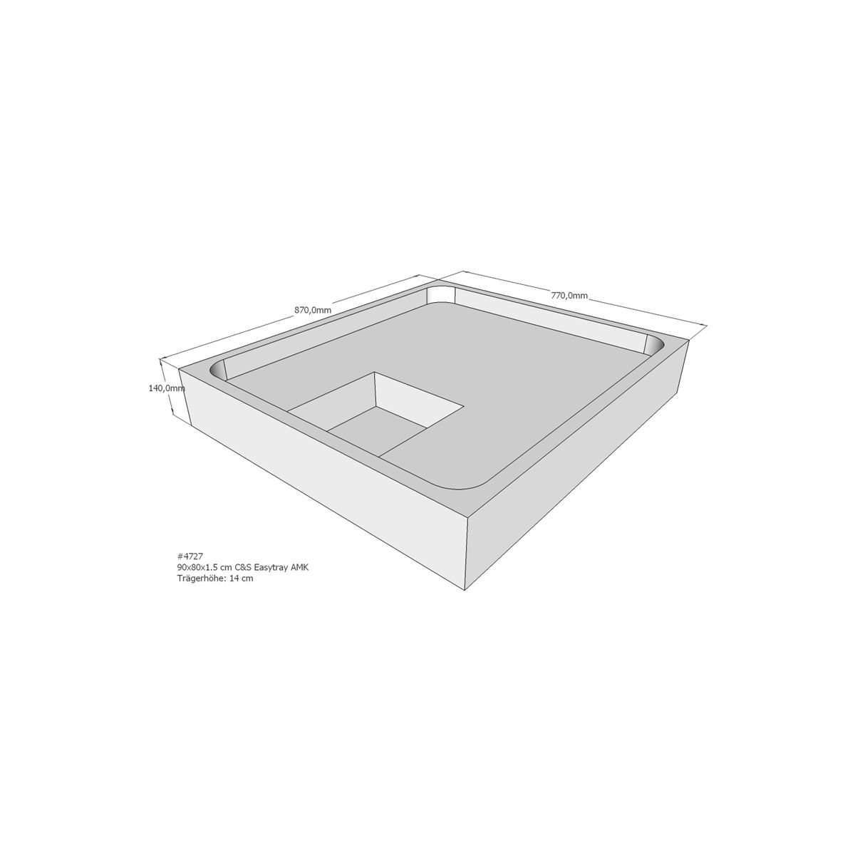 Duschwannenträger für Easytray E, 90 x 80 cm