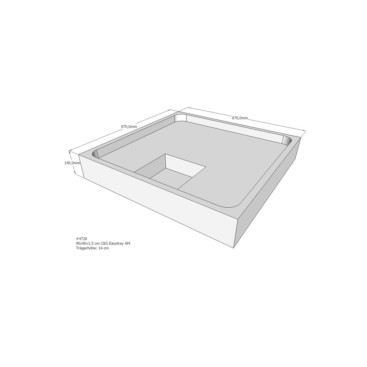 Duschwannenträger für Easytray E, 90 x 90 cm
