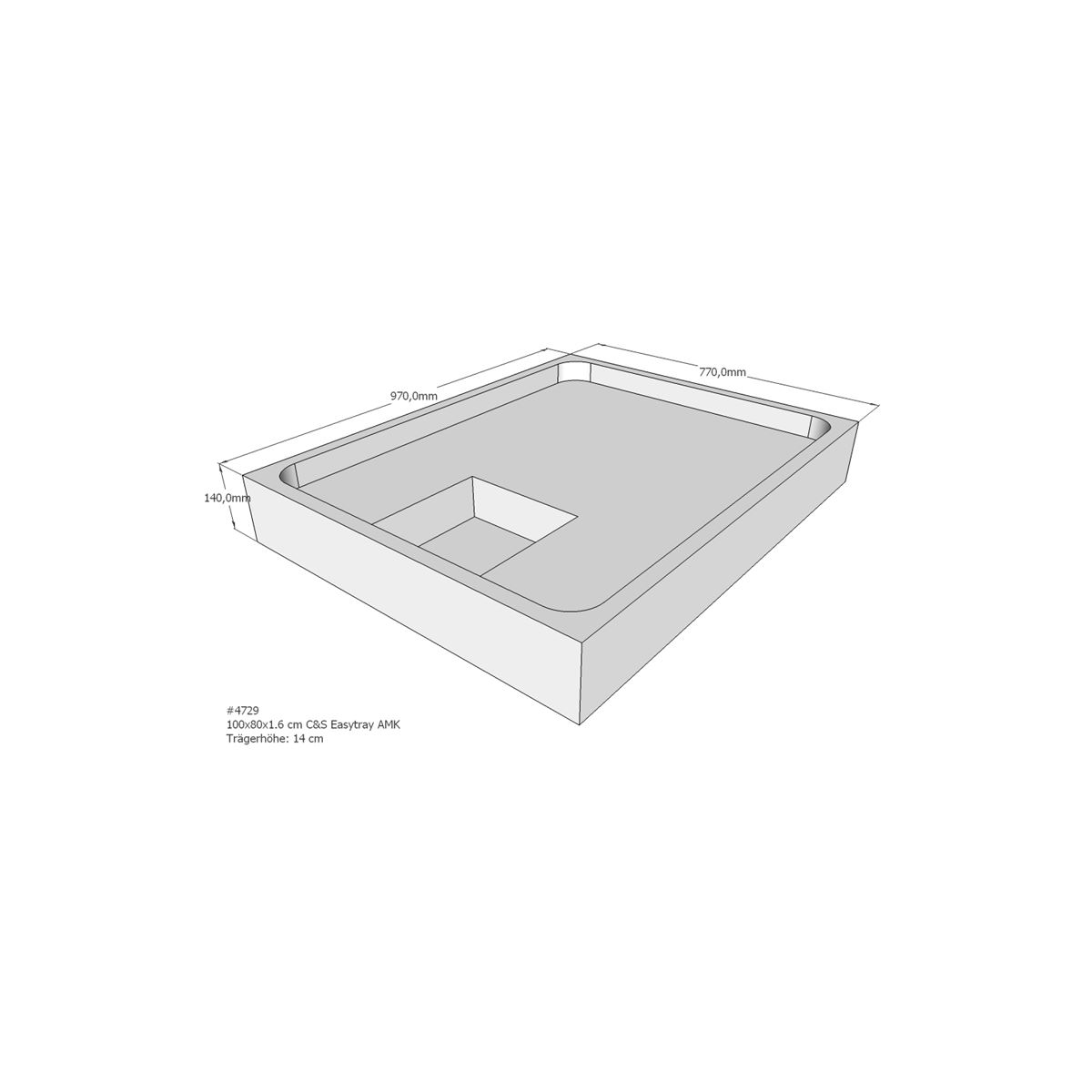 Duschwannentr&auml;ger f&uuml;r Easytray E, 100 x...