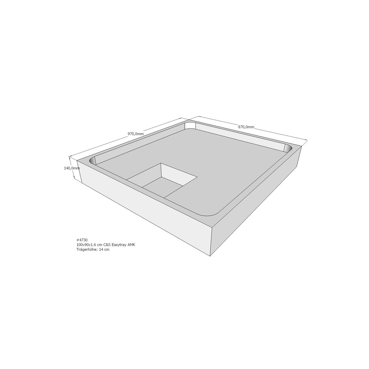 Duschwannenträger für Easytray E, 100 x 90 cm