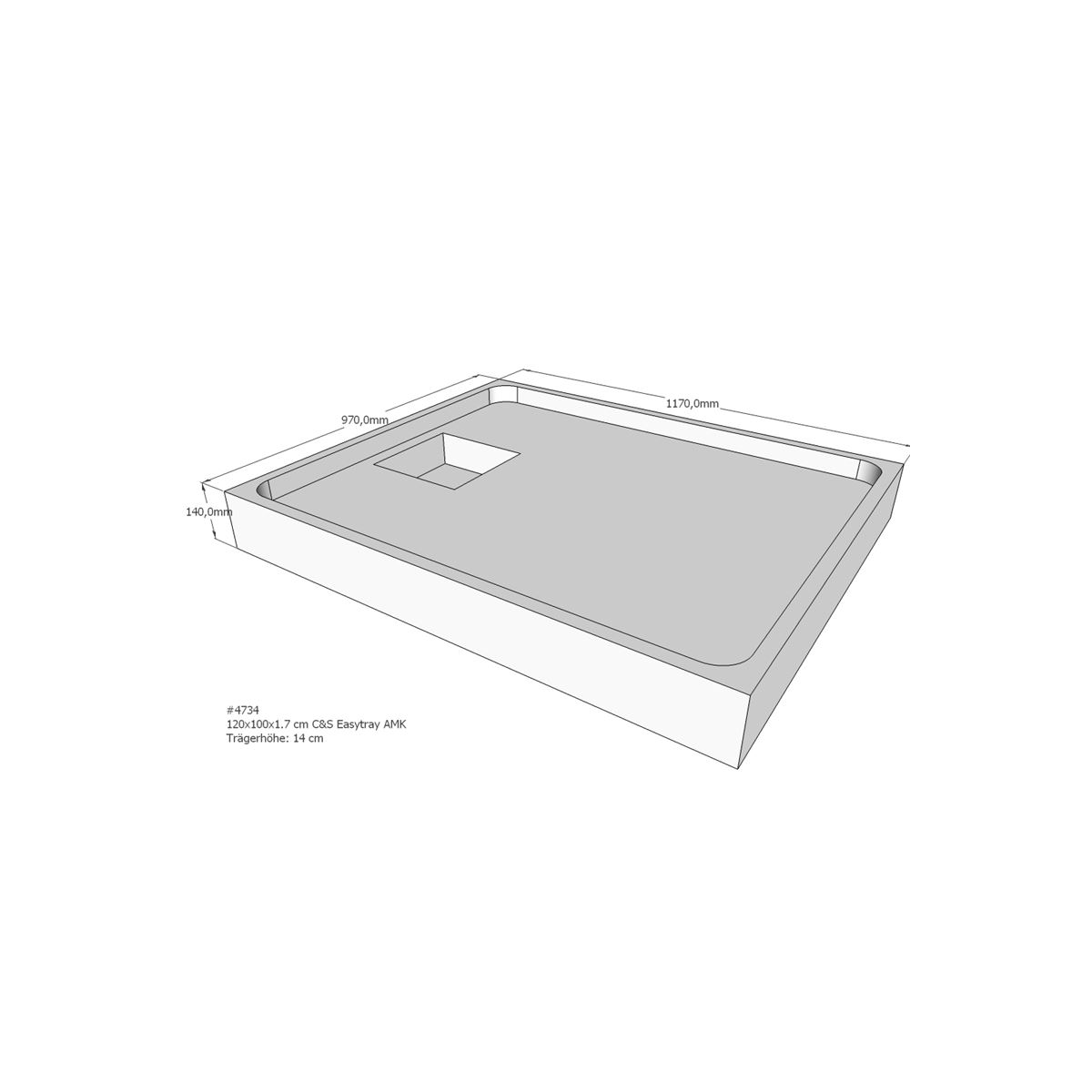 Duschwannenträger für Easytray E, 120 x 100 cm