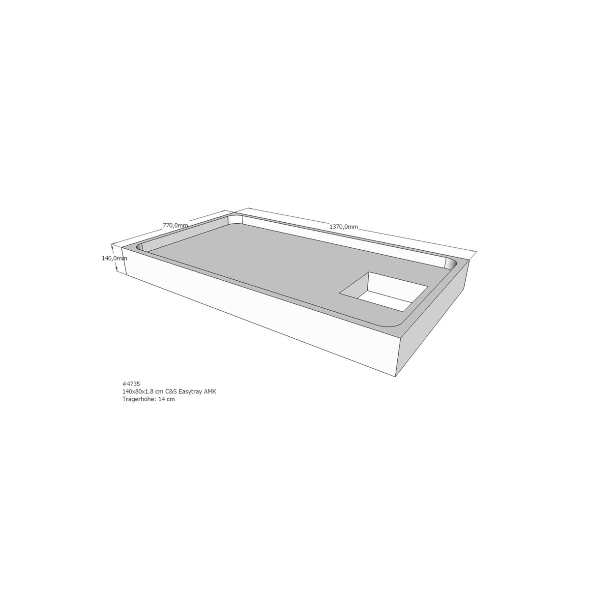 Duschwannenträger für Easytray E , 140 x 80 cm