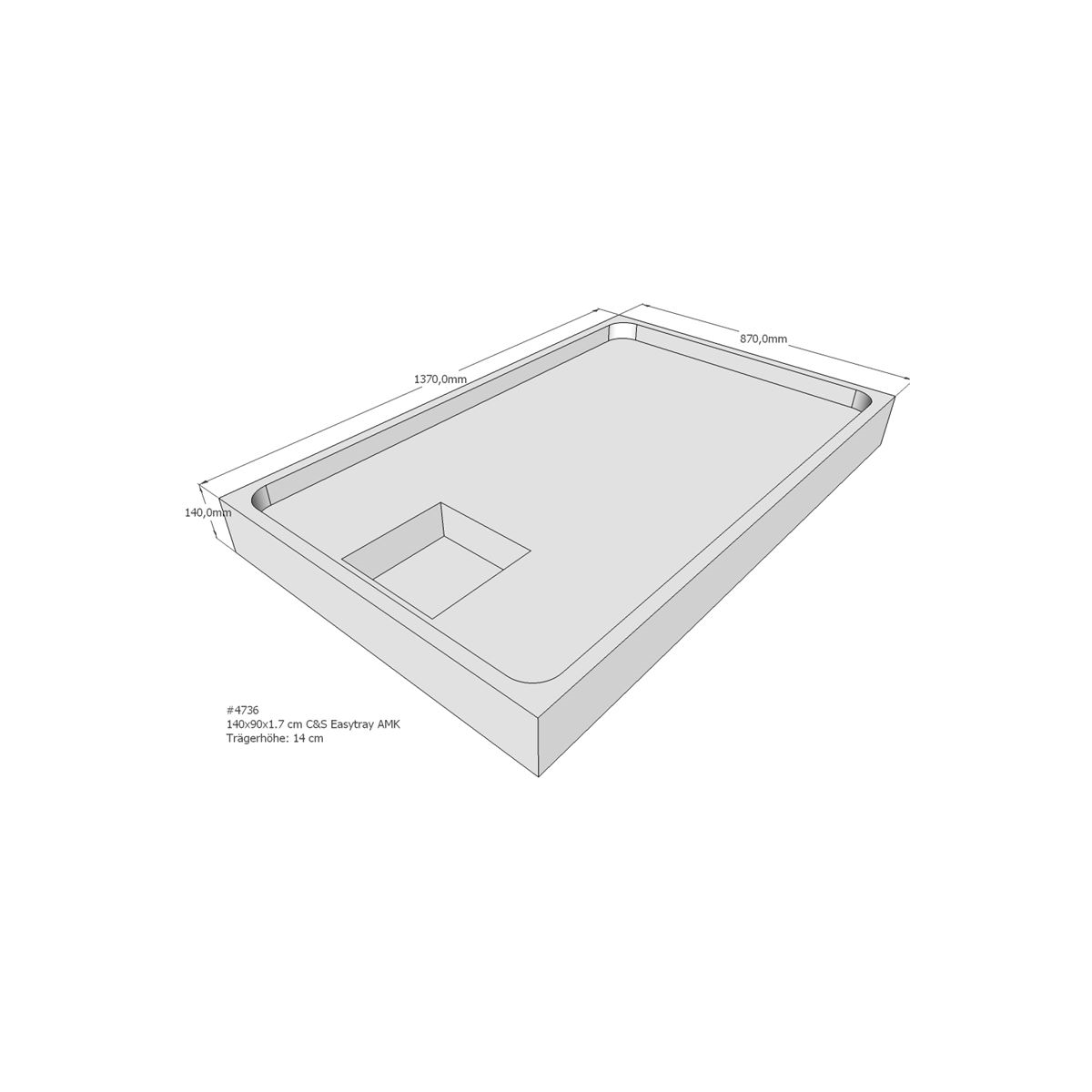 Duschwannenträger für Easytray E , 140 x 90 cm