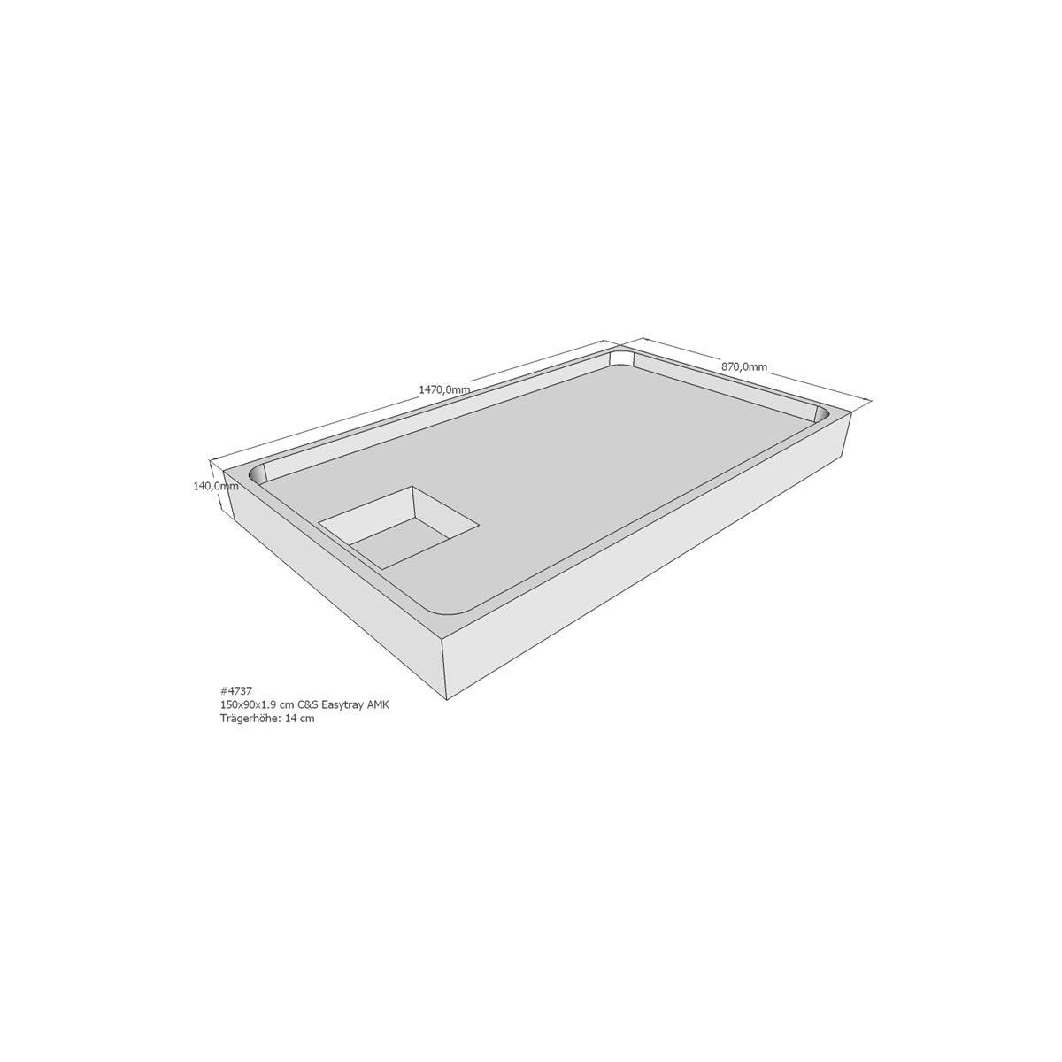 Duschwannenträger für Easytray E, 150 x 90 cm