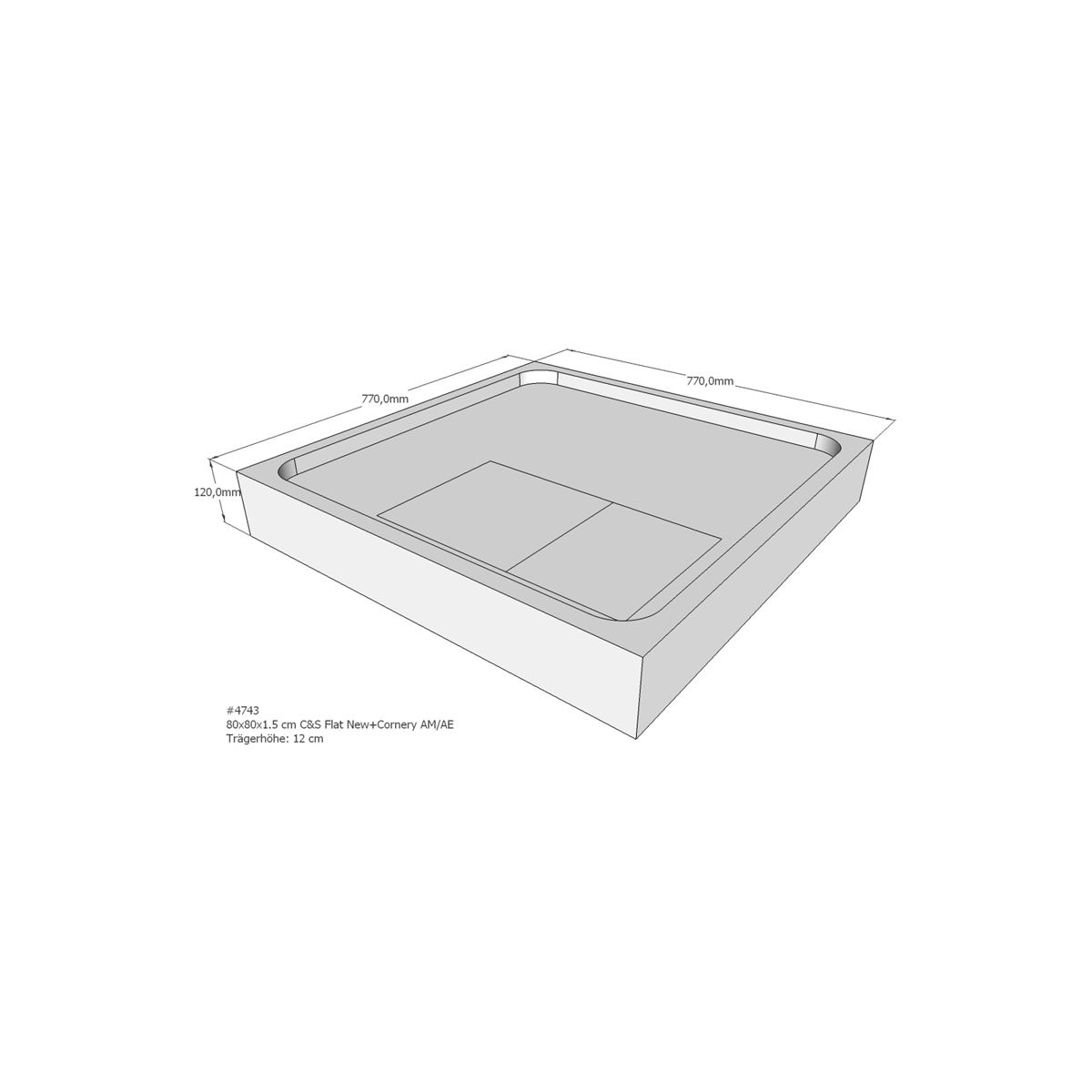 Duschwannenträger für Flat E, 80 x 80 cm