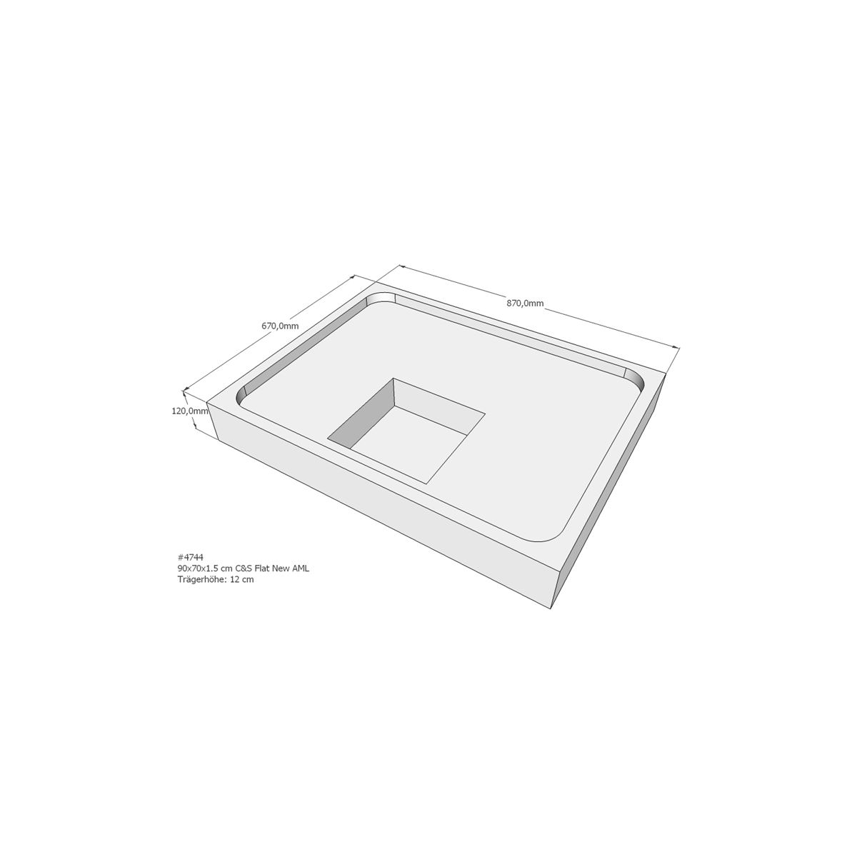 Duschwannenträger für Flat New E, 90 x 70 cm
