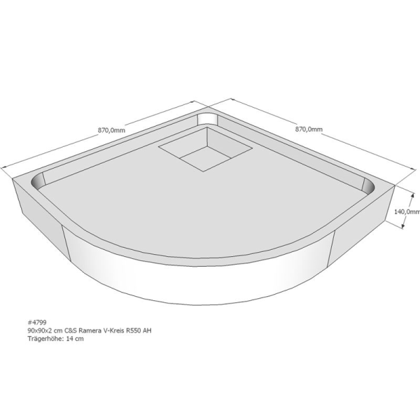 Duschwannenträger für Ramera R, 90 x 90 cm