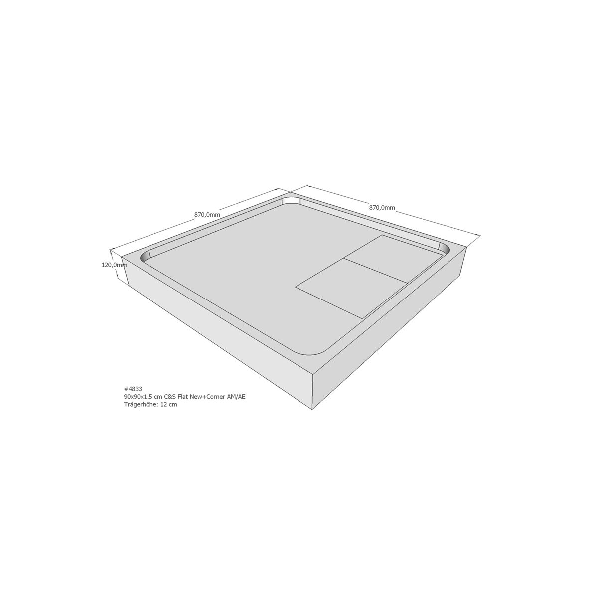 Duschwannenträger für Flat E, 90 x 90 cm