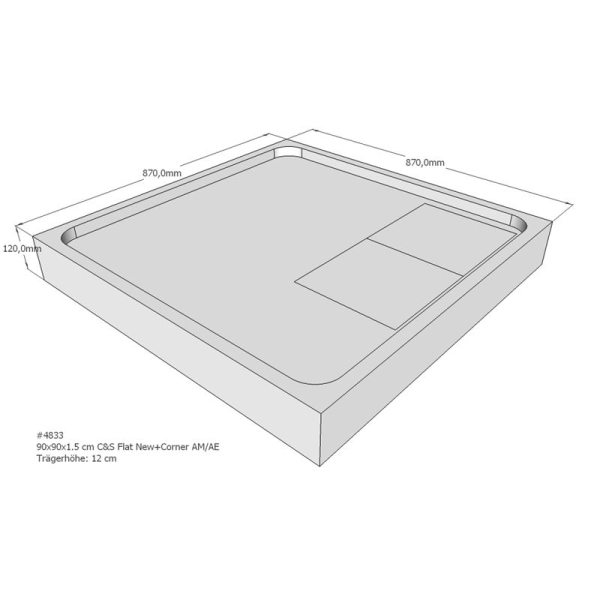 Duschwannenträger für Flat E, 90 x 90 cm