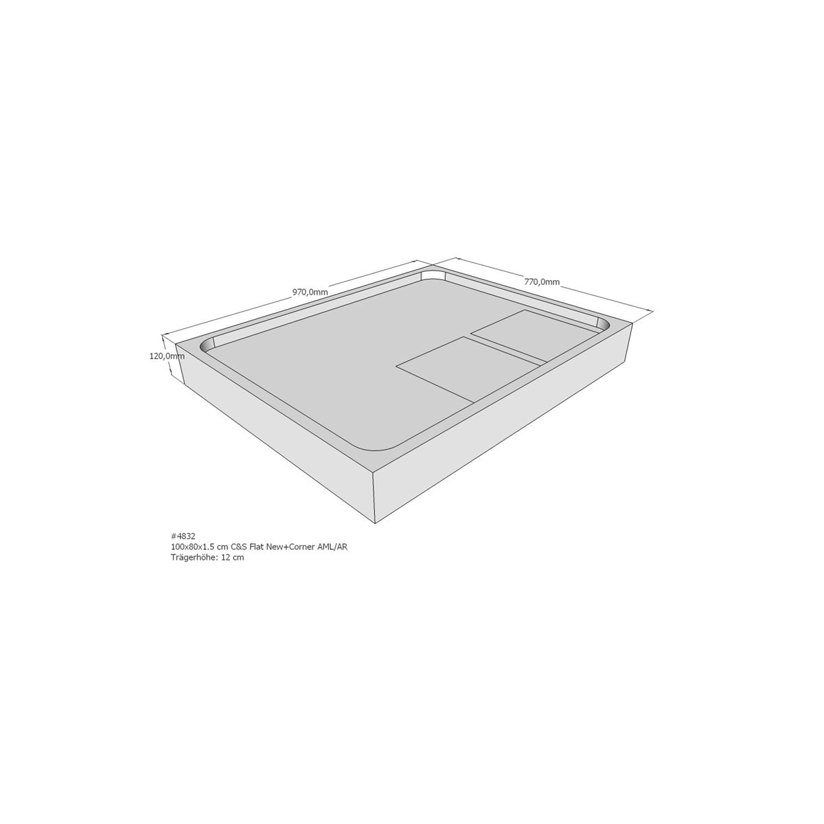 Duschwannentr&auml;ger f&uuml;r Flat E, 100 x 80 cm
