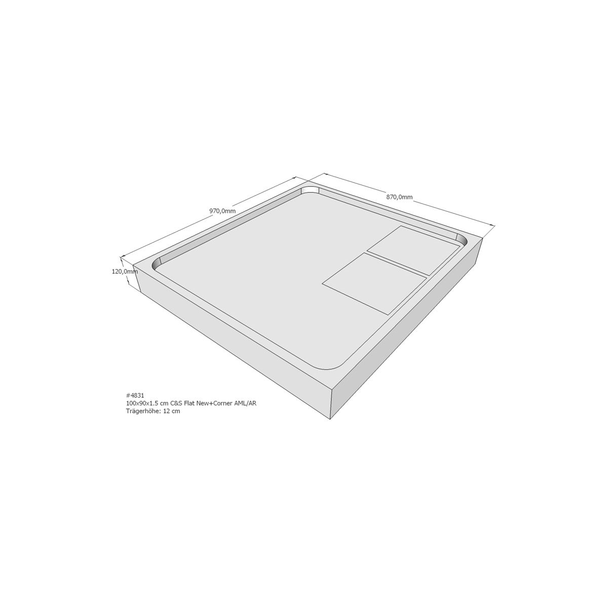 Duschwannenträger für Flat E, 100 x 90 cm