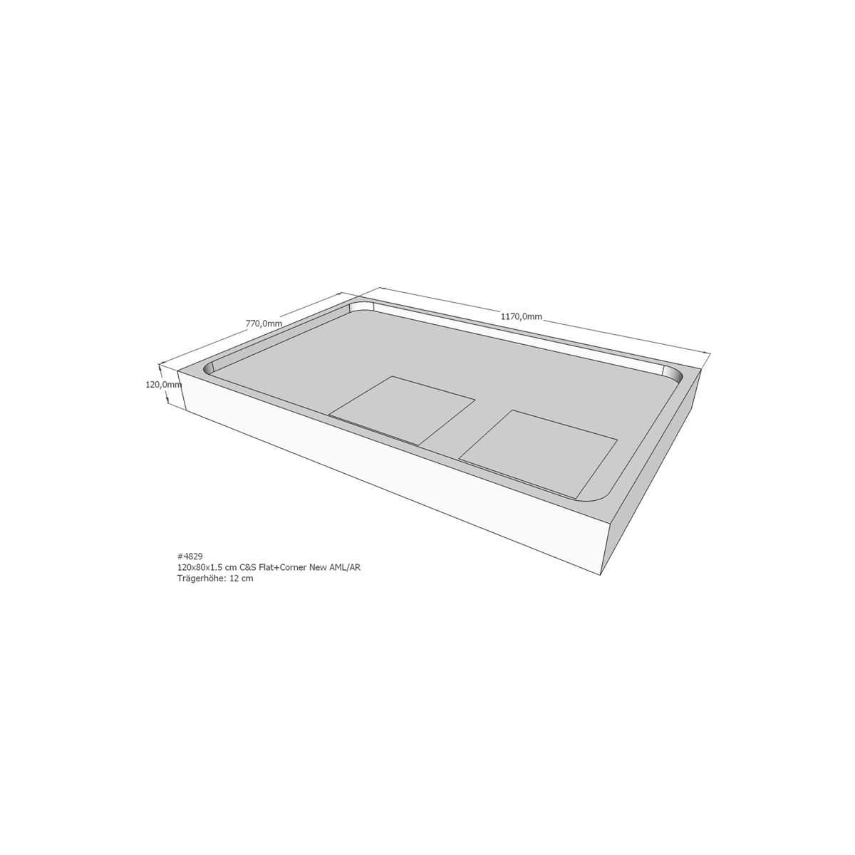 Duschwannenträger für Flat E, 120 x 80 cm