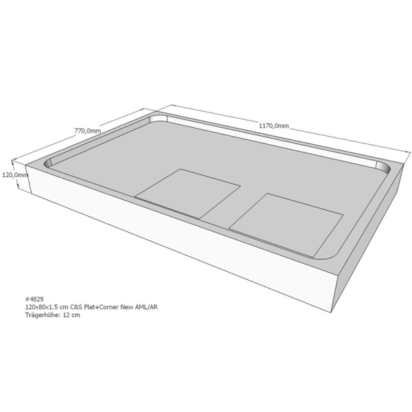 Duschwannenträger für Flat E, 120 x 80 cm