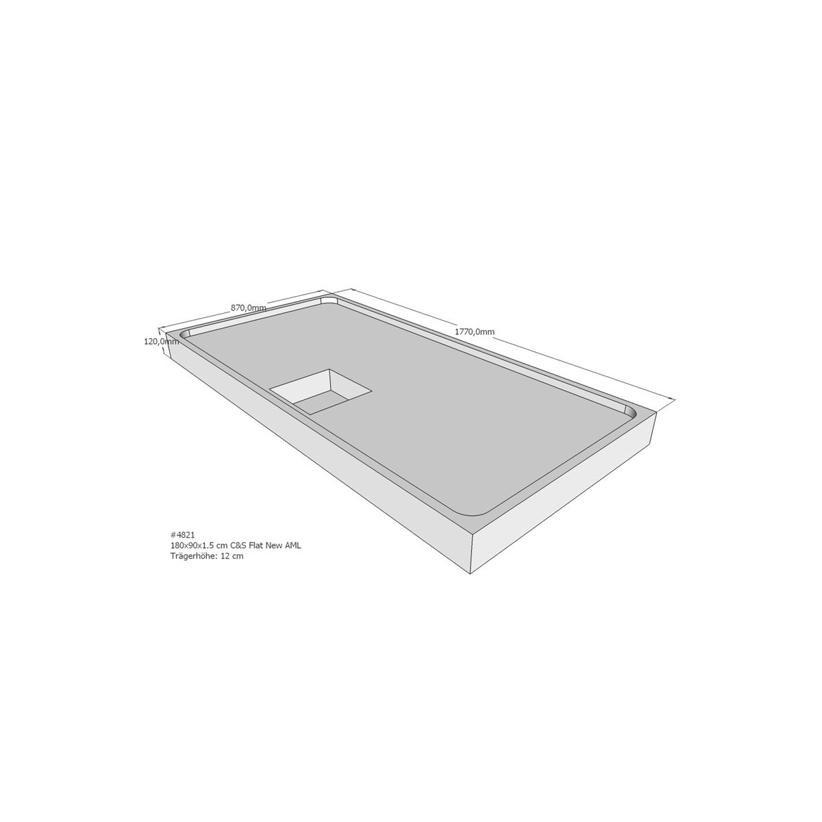 Duschwannenträger für Flat E, 180 x 90 cm
