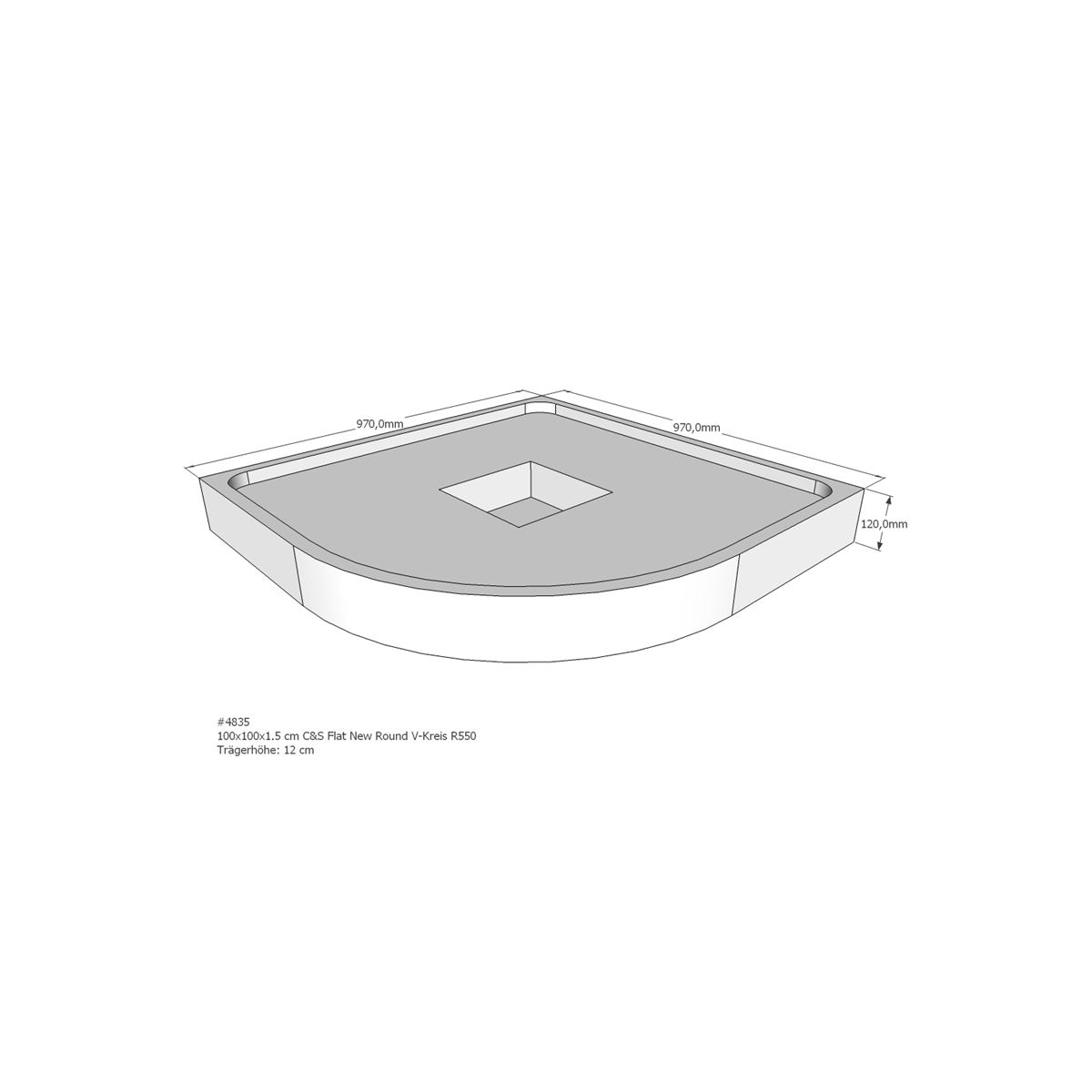 Duschwannenträger für Flat New Round R, 100 x 100 