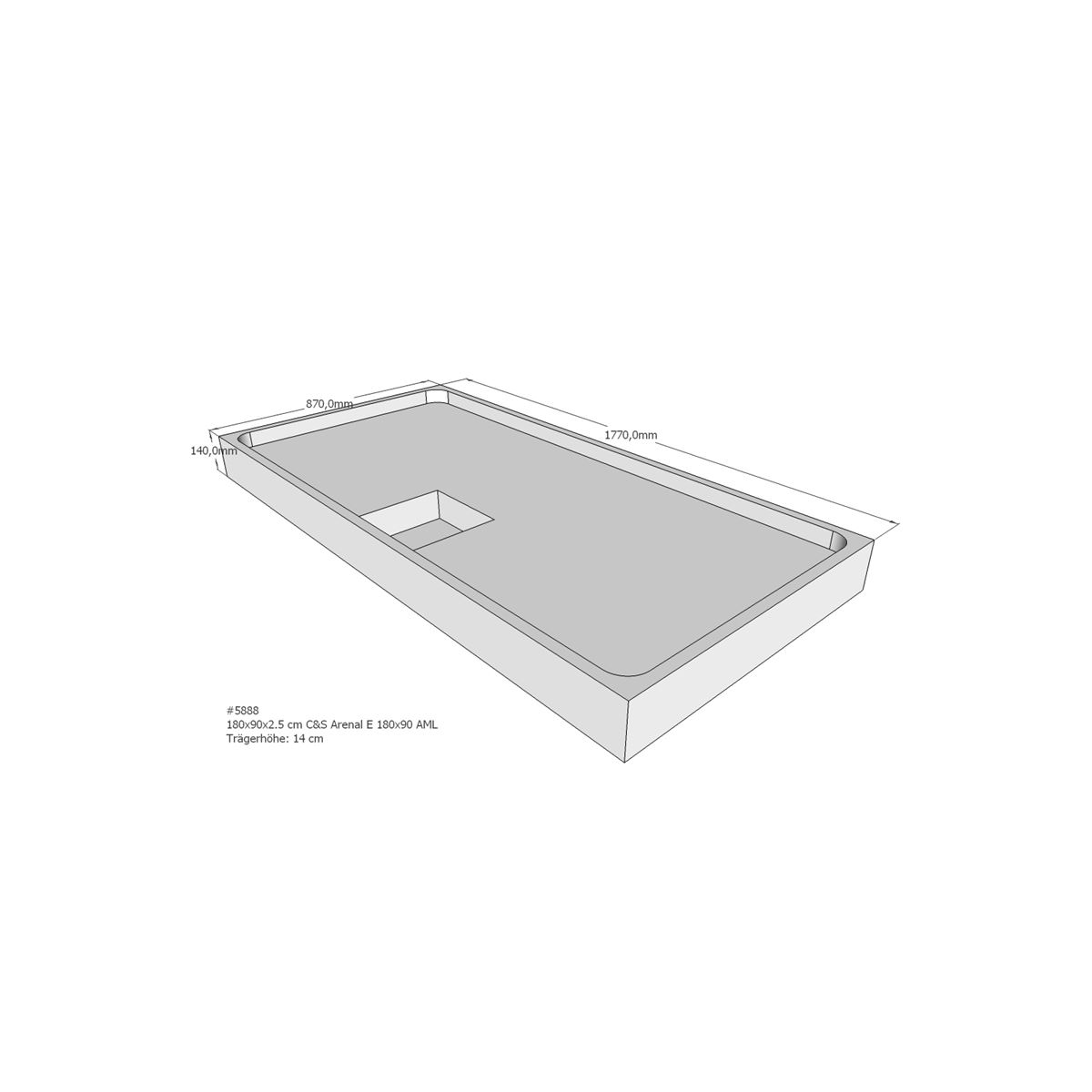 Duschwannentr&auml;ger f&uuml;r Arenal E, 180 x...