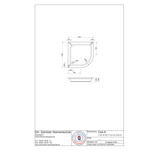Viertelkreisduschwanne Cola R, 100 x 100 x 13,5 cm, weiß