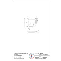 Viertelkreisduschwanne Tino R, 90 x 90 x 6,5 cm, weiß, R50