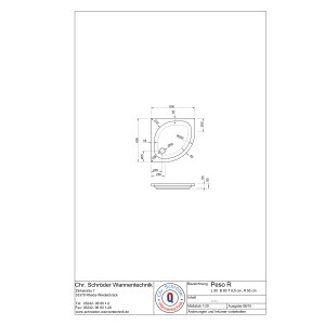 Viertelkreisduschwanne Peso R, 80 x 80 x 6,5 cm, weiß R55