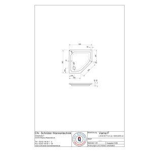 5-Eckduschwanne Varna F, 90 x 90 x 6,5 cm, weiß