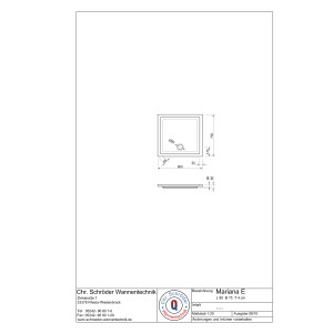 Rechteckduschwanne Mariana E, 80 x 75 x 4 cm, weiß