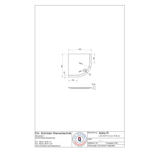 Viertelkreisduschwanne Adria R, 90 x 90 x 2,5 cm, weiß R55