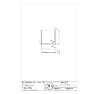 Viereckduschwanne Arenal E, 90 x 90 x 2,5 cm, weiß