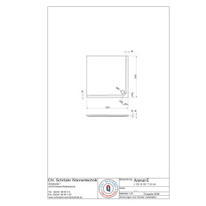 Viereckduschwanne Arenal E, 120 x 120 x 2,5 cm, weiß, inkl. CS-Finish-Dichtsystem