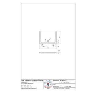 Rechteckduschwanne Arenal E, 110 x 80 x 2,5 cm, weiß, inkl. CS-Finish-Dichtsystem