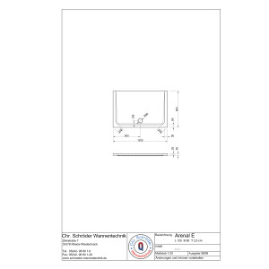 Rechteckduschwanne Arenal E, 120 x 80 x 2,5 cm, weiß