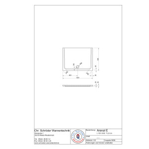Rechteckduschwanne Arenal E, 120 x 90 x 2,5 cm, weiß, inkl. CS-Finish-Dichtsystem