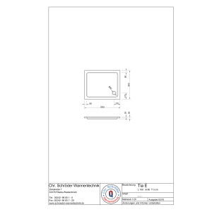 Rechteckduschwanne Tia Plus E, 100 x 80 x 3 cm, weiß