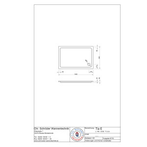 Rechteckduschwanne Tia Plus E, 140 x 90 x 3 cm, weiß