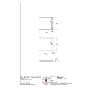 Rechteckduschwanne Easytray E, 100 x 90 x 2,5 cm, weiß