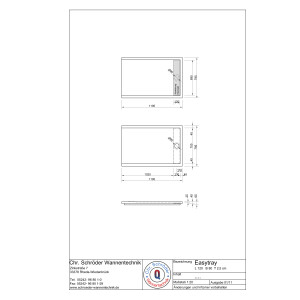Rechteckduschwanne Easytray E, 120 x 80 x 2,5 cm, weiß