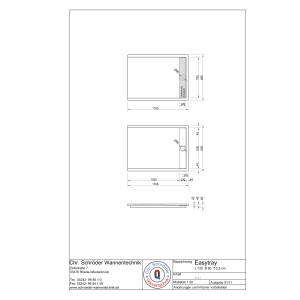 Rechteckduschwanne Easytray E, 120 x 90 x 2,5 cm, weiß